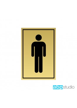 Табличка на дверь WC мужчина пластик золото/серебро  (арт.Тd4)